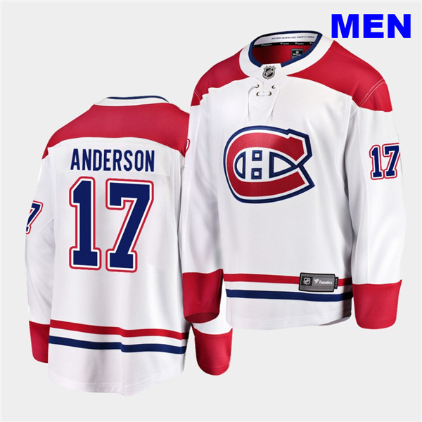 Men's Montreal Canadiens #17 Josh Anderson adidas Away White Jersey